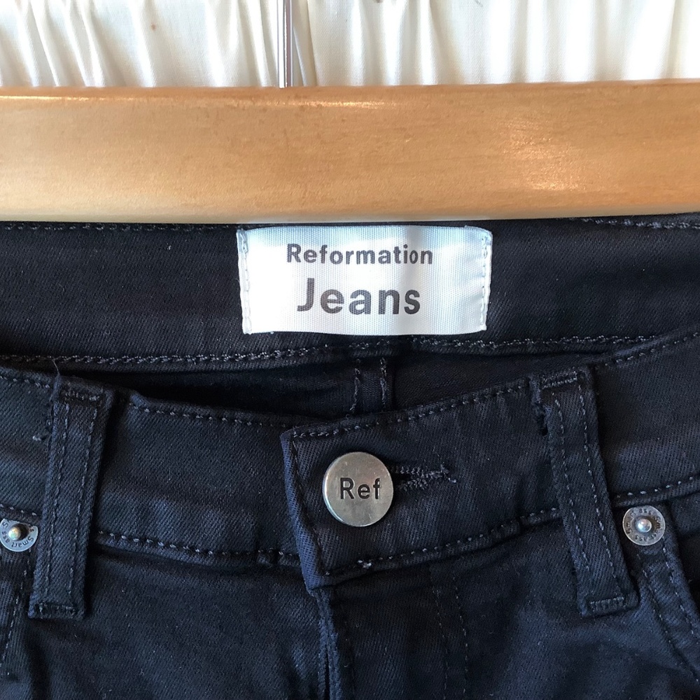 Reformation Womens Skinny Jeans Black Denim Stretch Mid Rise Size 25 - Picture 2 of 6